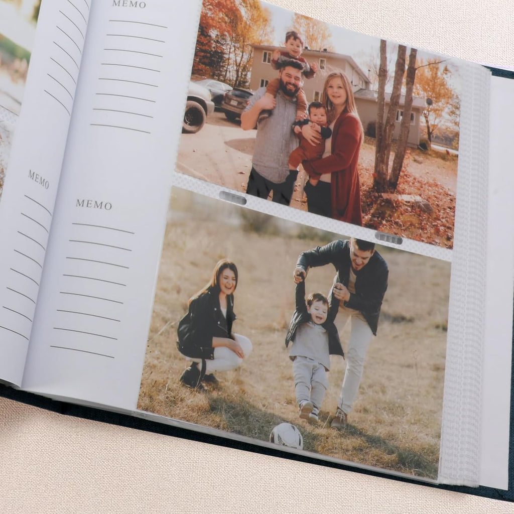 Cokiyaya Family Photo Album, Canvas Cover, Self-Adhesive Pages (Black)