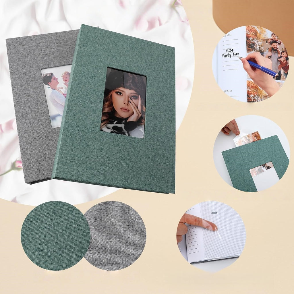 Cokiyaya Linen Photo Album, Self-Adhesive Pages (Green)