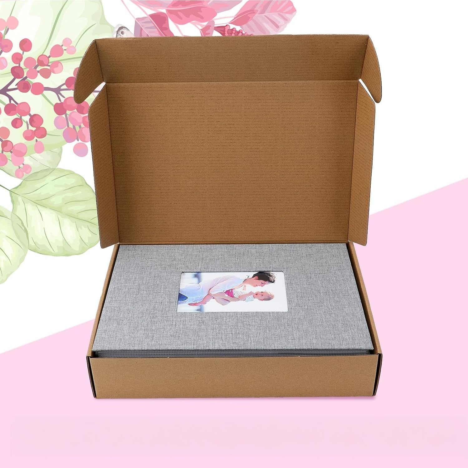 Cokiyaya Linen Photo Album, Self-Adhesive Pages (Gray)